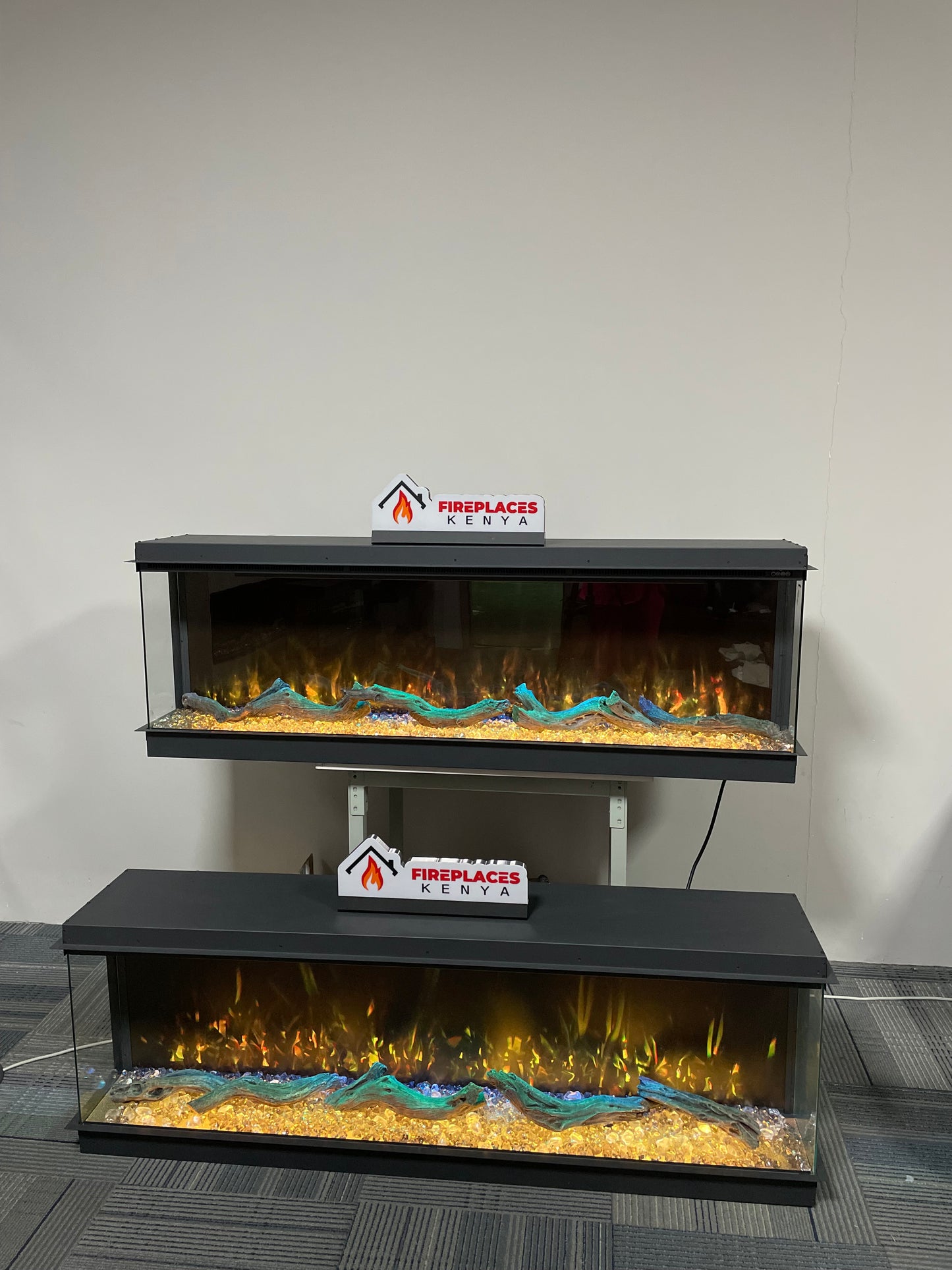 3 SIDED FIRE ELYSIUM UNIT (With crystals & firewood logs)