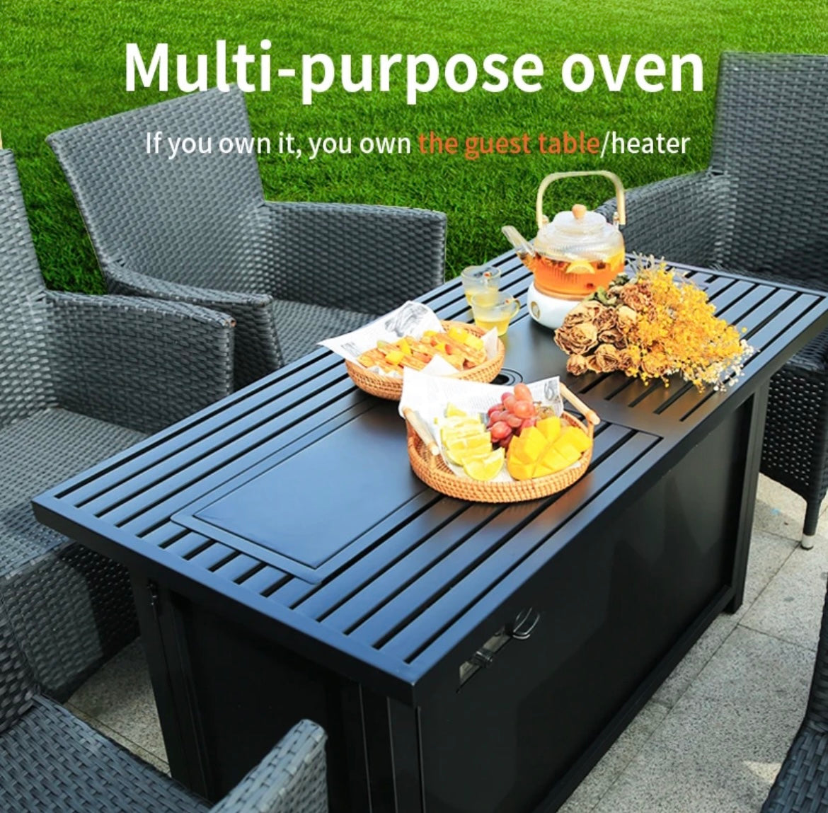 PORTABLE GAS FIRETABLE FIREPLACE UNIT